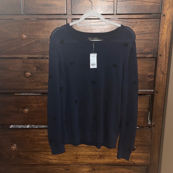 NWT Banana Republic Bobble Crewneck Sweater knotted SZ L cotton blend - Picture 5 of 9